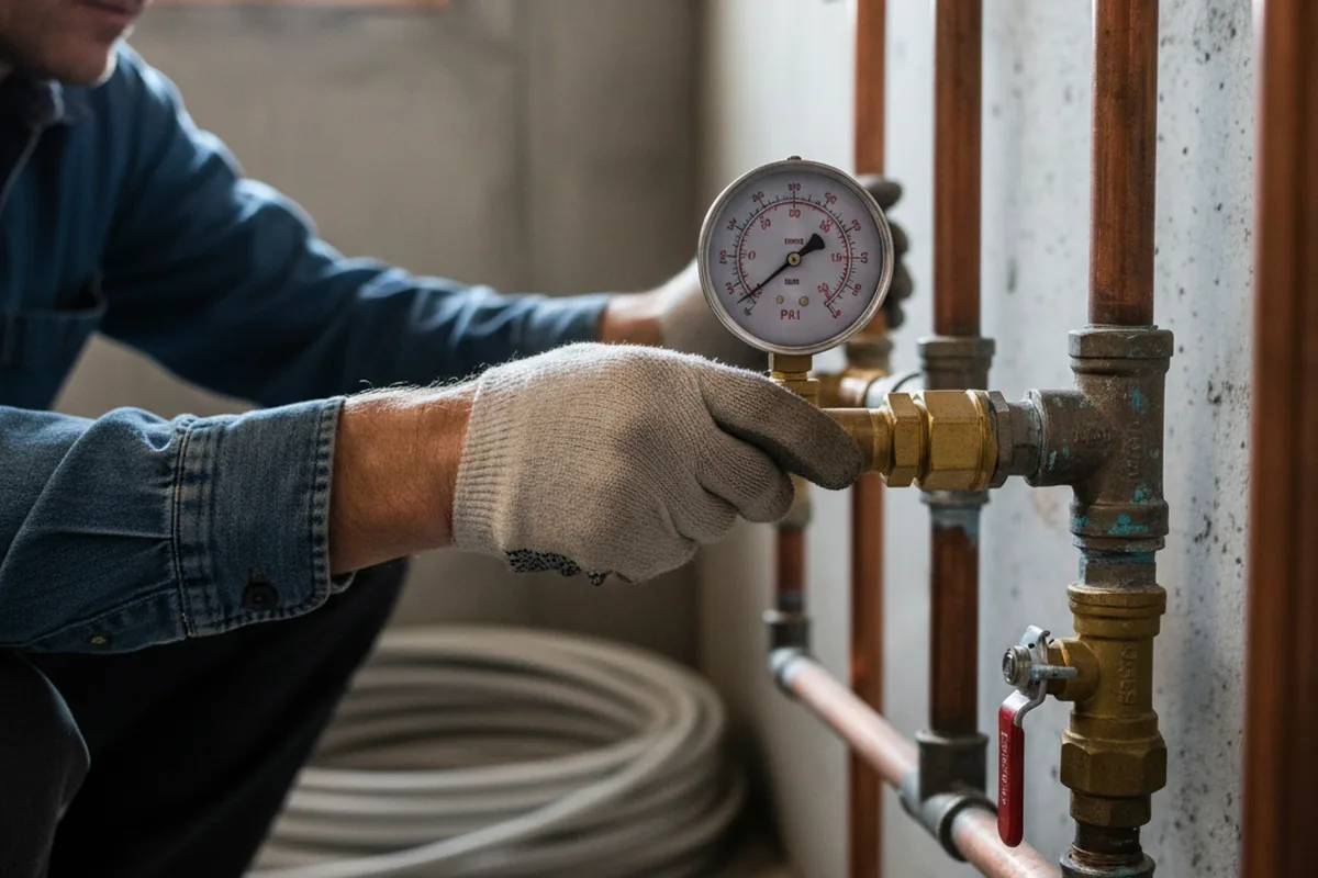 Pressure testing a repaired line during Water Line Repair in Sagamore